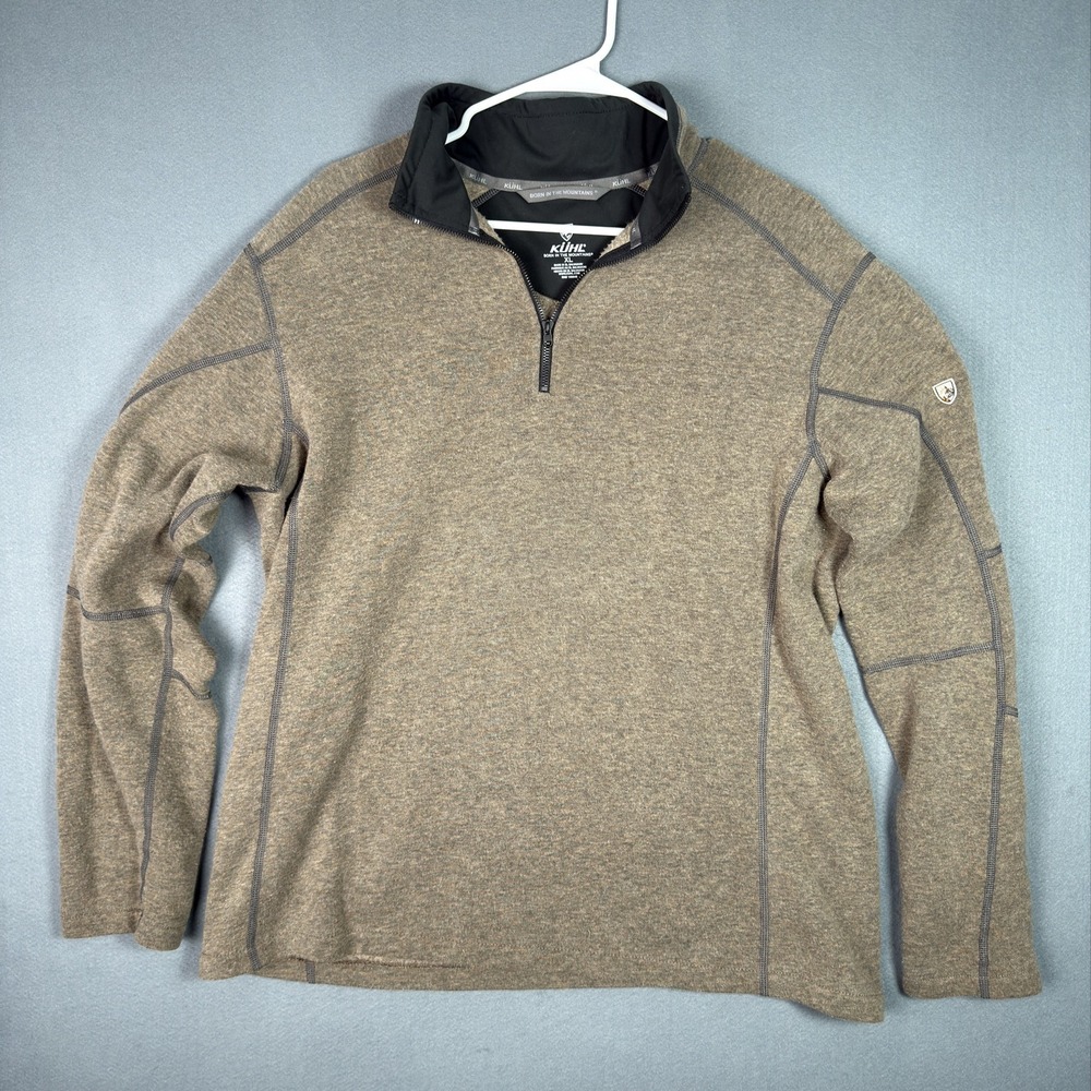 KUHL Sweater Revel Fleece 1/4 Zip Pullover Men's XL Outdoor Tan Beige